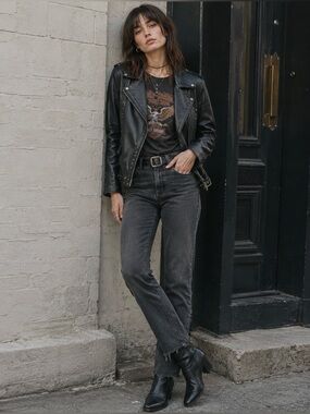 Milwaukee Black Studded Leather Moto Jacket Women Size Small